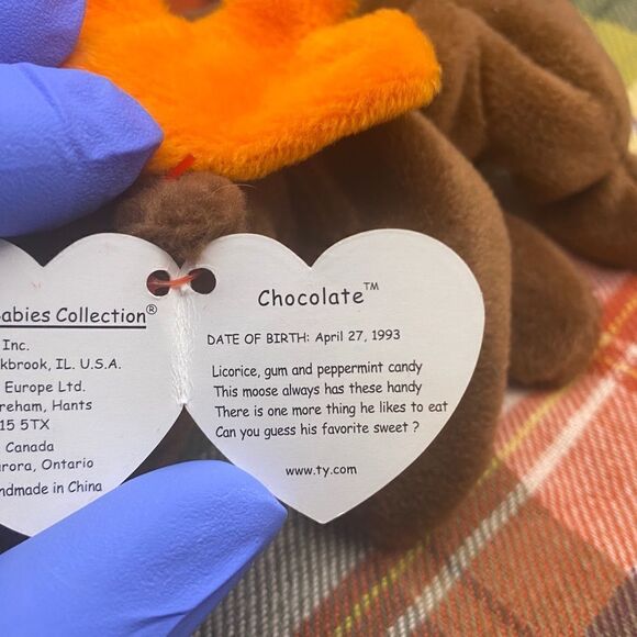 Mint condition rare/retired, part of original 9 BBs, Chocolate the Moose - Picture 8 of 11